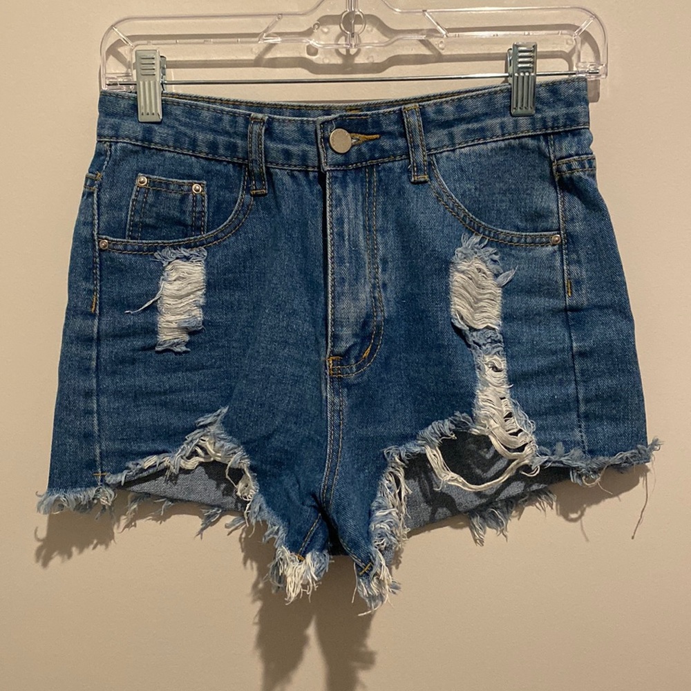 High waisted jean shorts